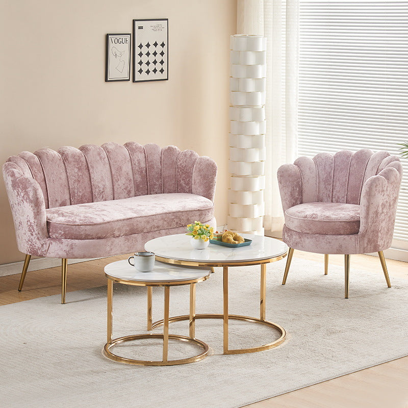 Scandinavian Velvet Wood Petal Sofa