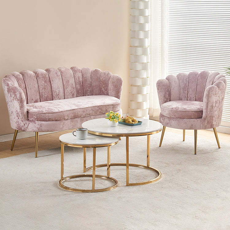 Scandinavian Velvet Wood Petal Sofa