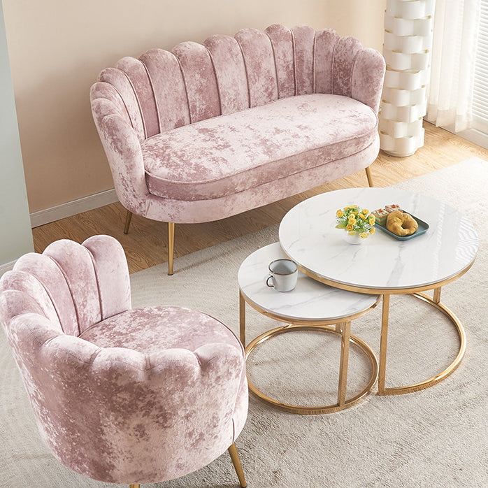 Scandinavian Velvet Wood Petal Sofa