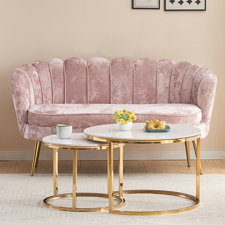 Scandinavian Velvet Wood Petal Sofa