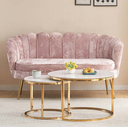 Scandinavian Velvet Wood Petal Sofa