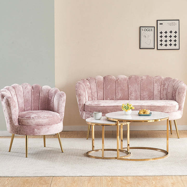Scandinavian Velvet Wood Petal Sofa