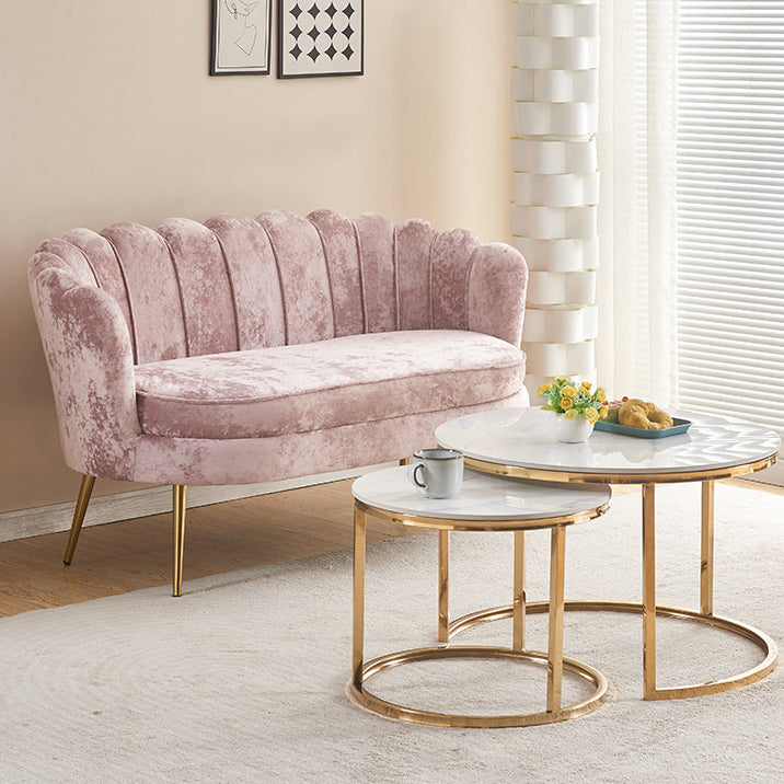 Scandinavian Velvet Wood Petal Sofa