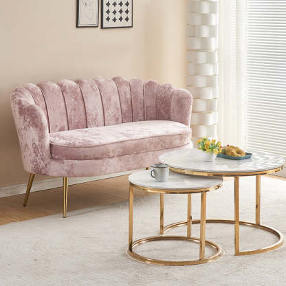 Scandinavian Velvet Wood Petal Sofa