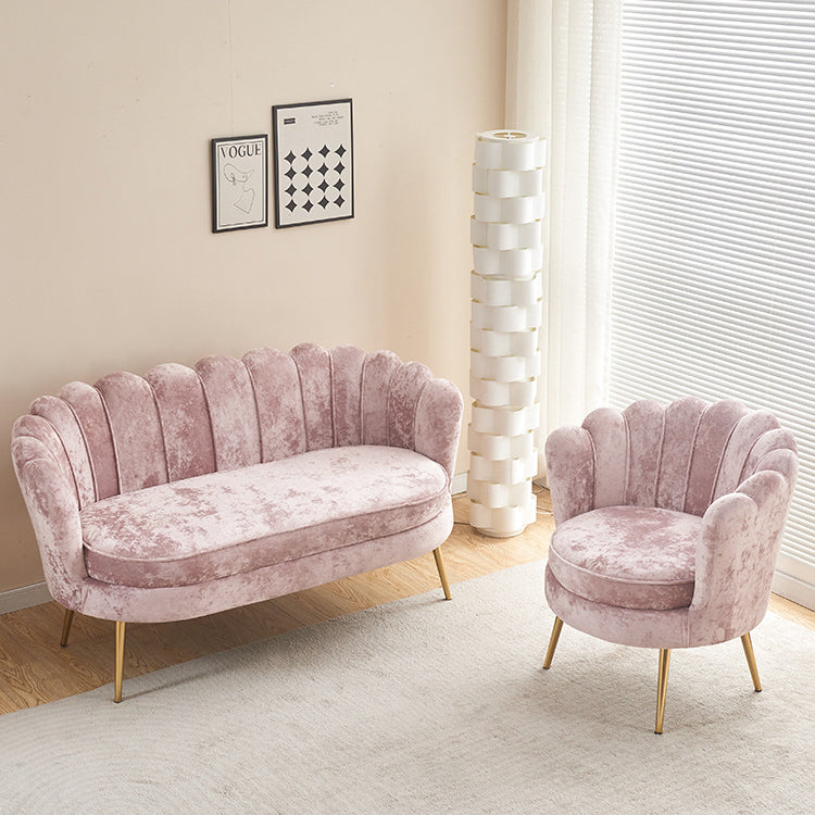 Scandinavian Velvet Wood Petal Sofa