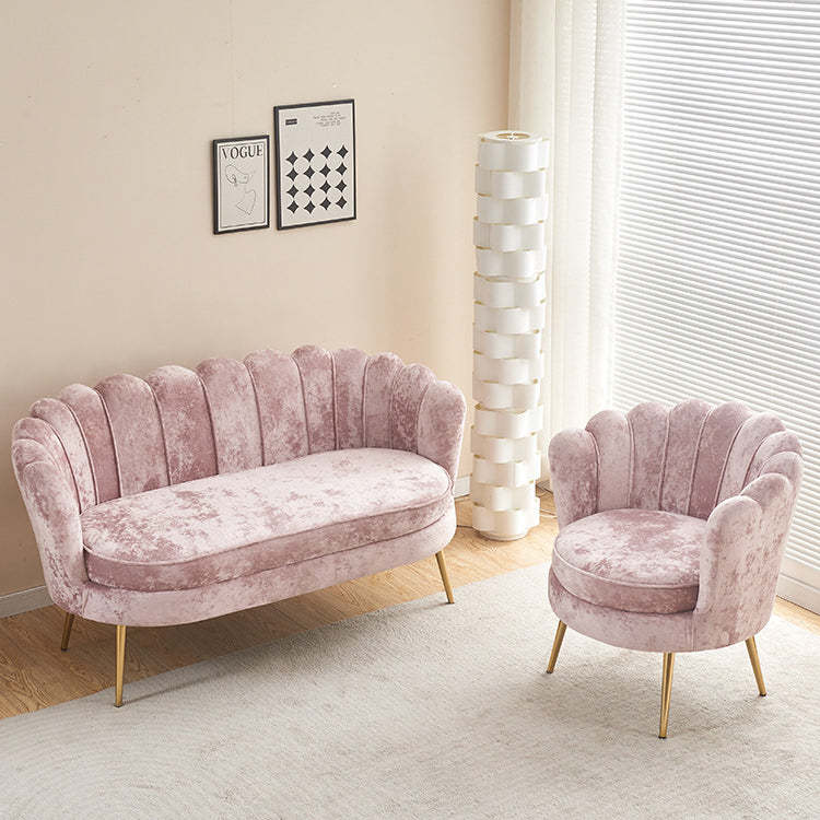 Scandinavian Velvet Wood Petal Sofa