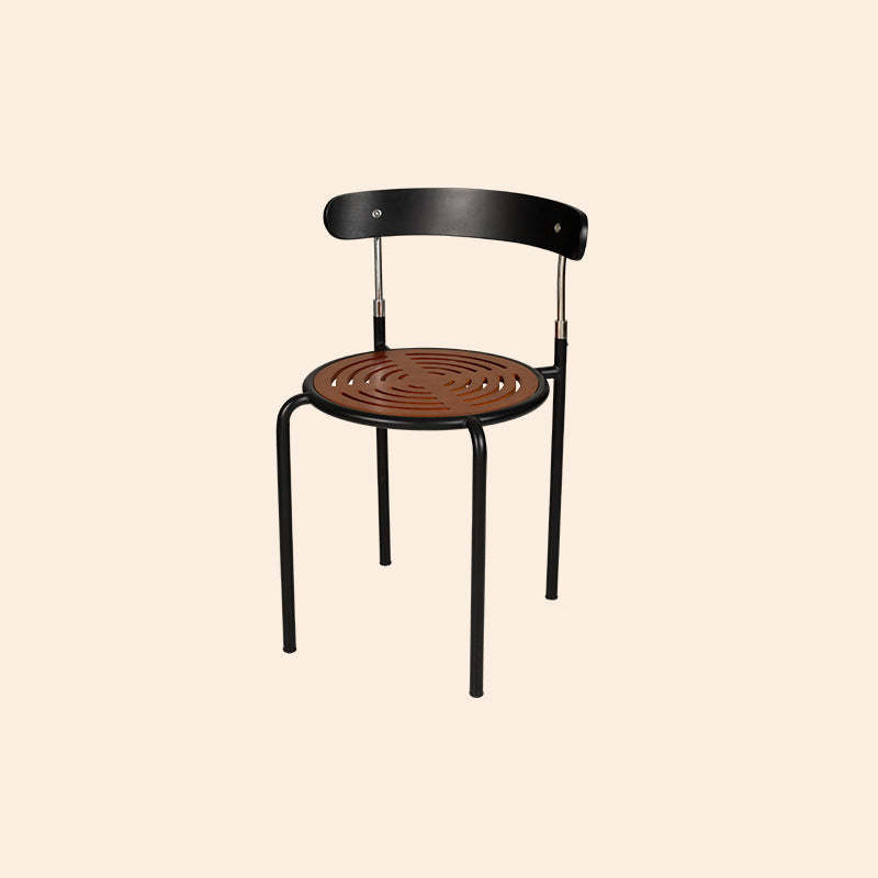 Retro Wood Fabric Steel Dining Chair