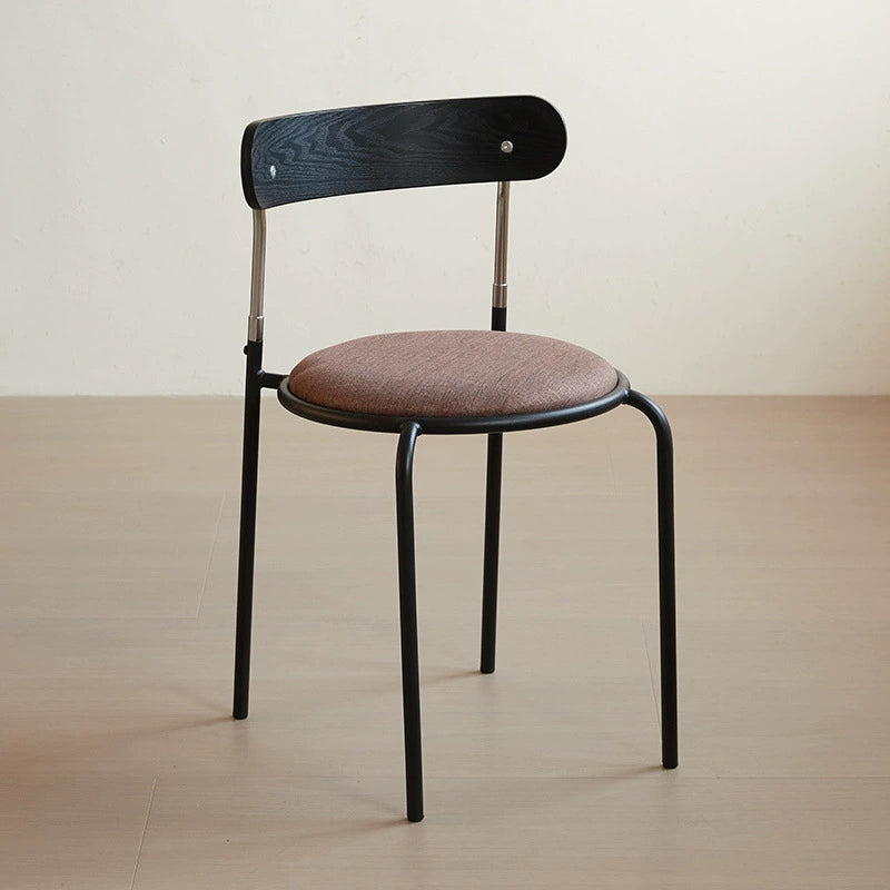 Retro Wood Fabric Steel Dining Chair