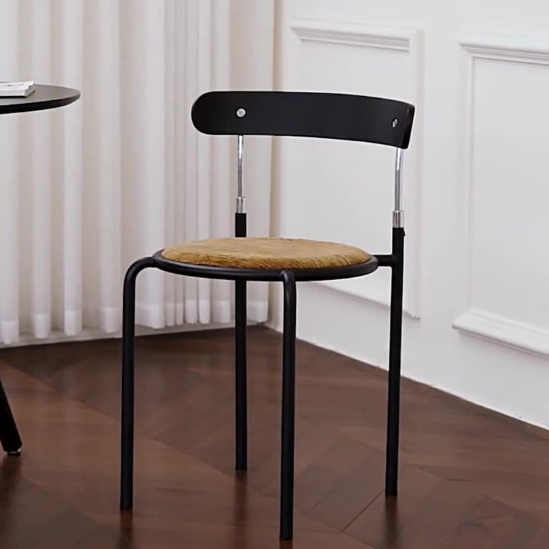 Retro Wood Fabric Steel Dining Chair