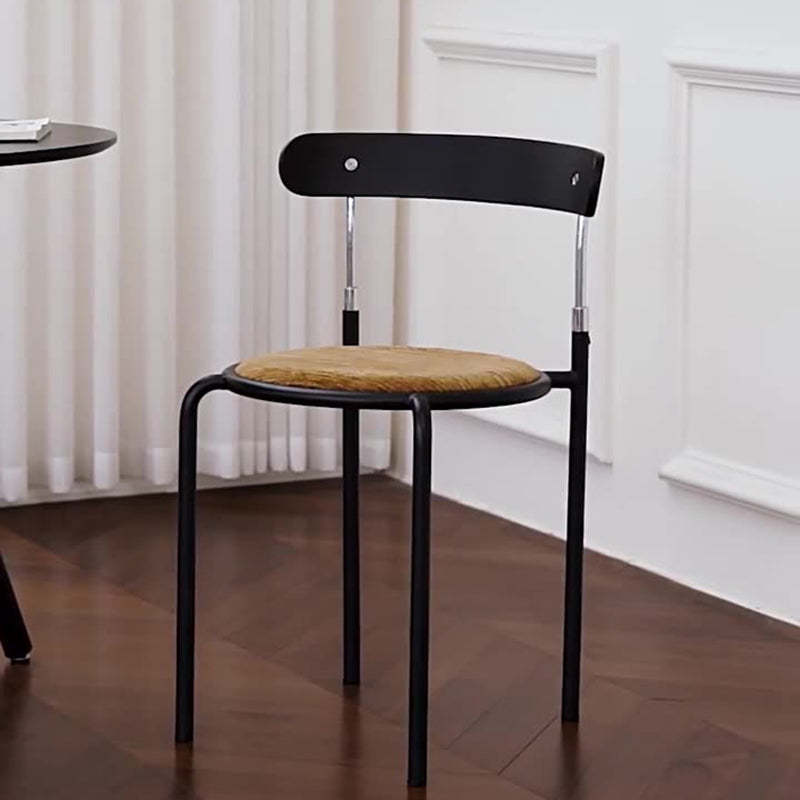 Retro Wood Fabric Steel Dining Chair
