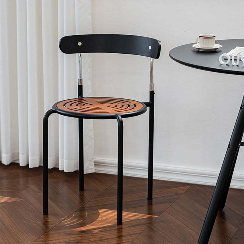 Retro Wood Fabric Steel Dining Chair
