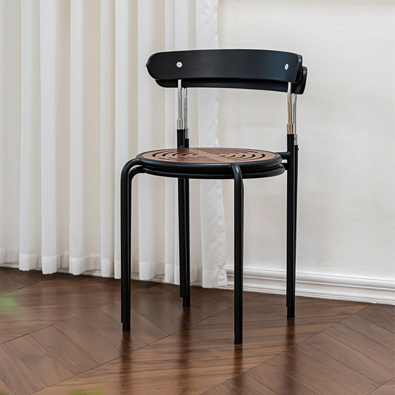 Retro Wood Fabric Steel Dining Chair