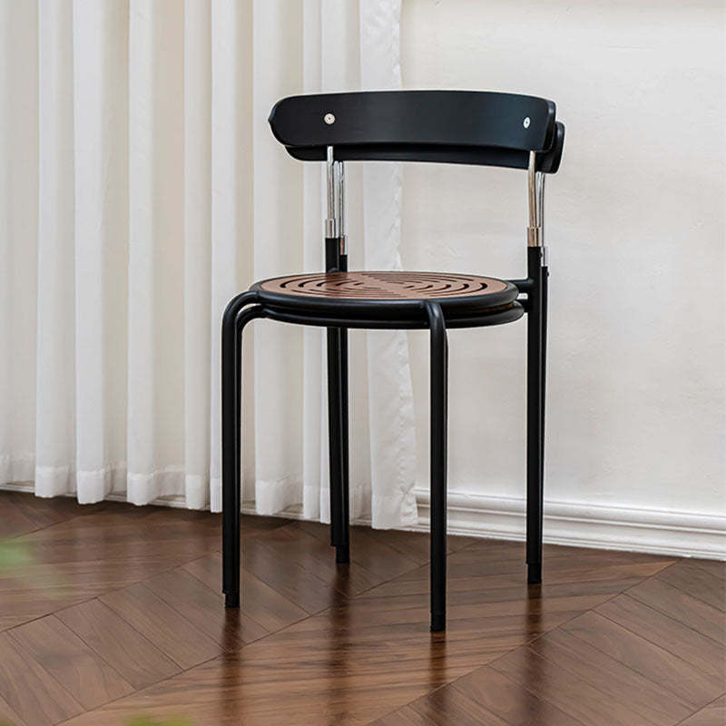Retro Wood Fabric Steel Dining Chair