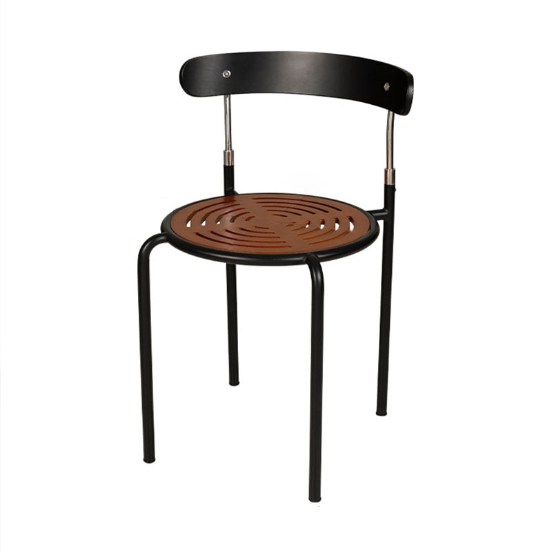 Retro Wood Fabric Steel Dining Chair