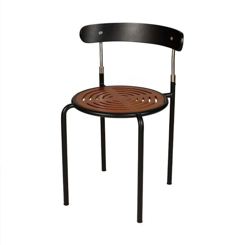 Retro Wood Fabric Steel Dining Chair