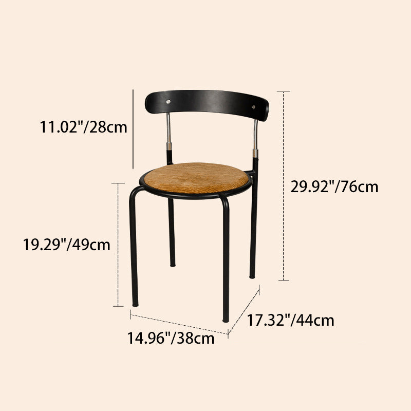 Retro Wood Fabric Steel Dining Chair