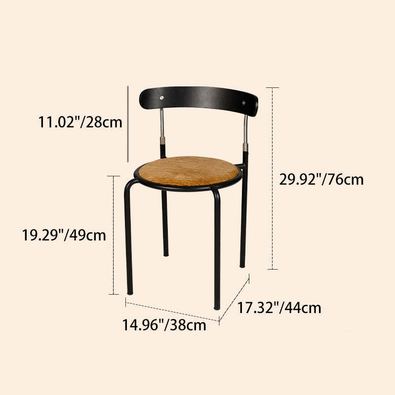 Retro Wood Fabric Steel Dining Chair