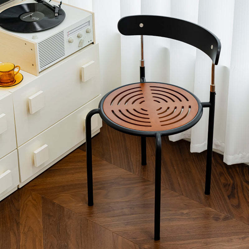 Retro Wood Fabric Steel Dining Chair