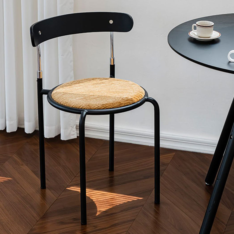 Retro Wood Fabric Steel Dining Chair