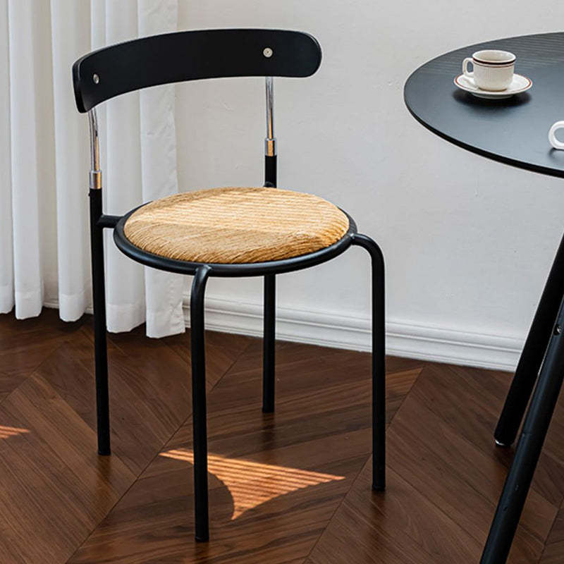 Retro Wood Fabric Steel Dining Chair