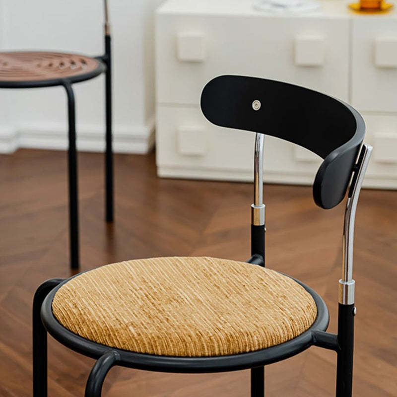 Retro Wood Fabric Steel Dining Chair