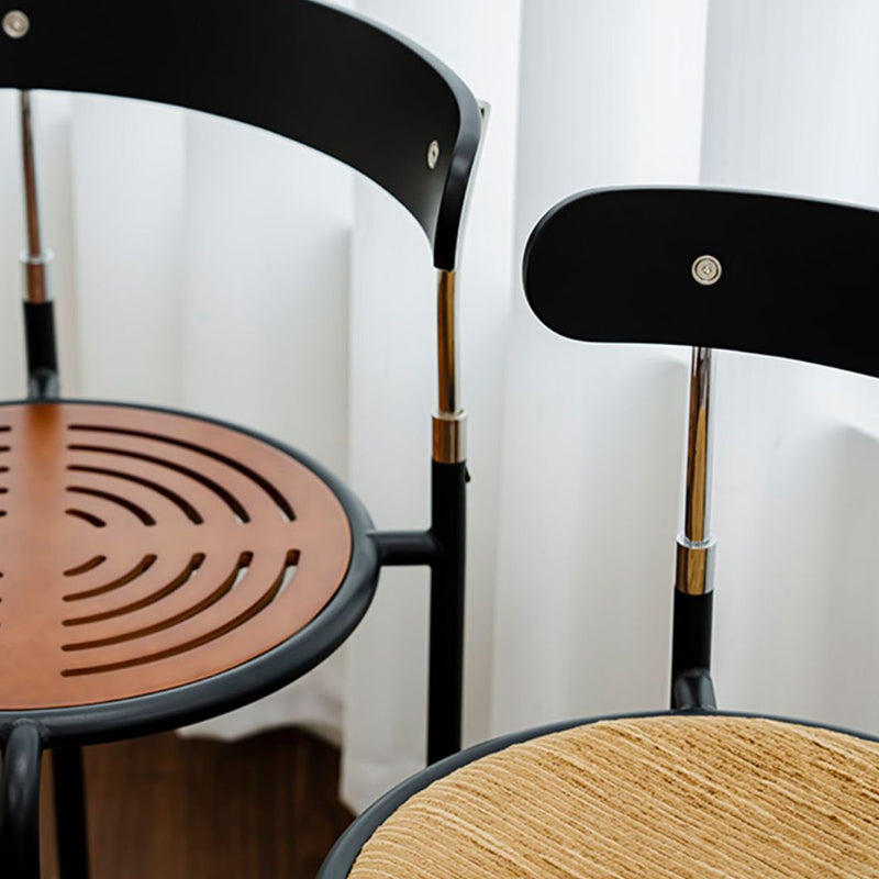 Retro Wood Fabric Steel Dining Chair