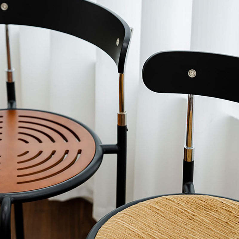 Retro Wood Fabric Steel Dining Chair