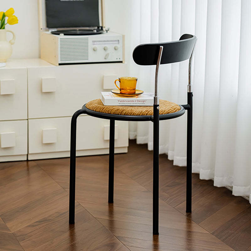 Retro Wood Fabric Steel Dining Chair