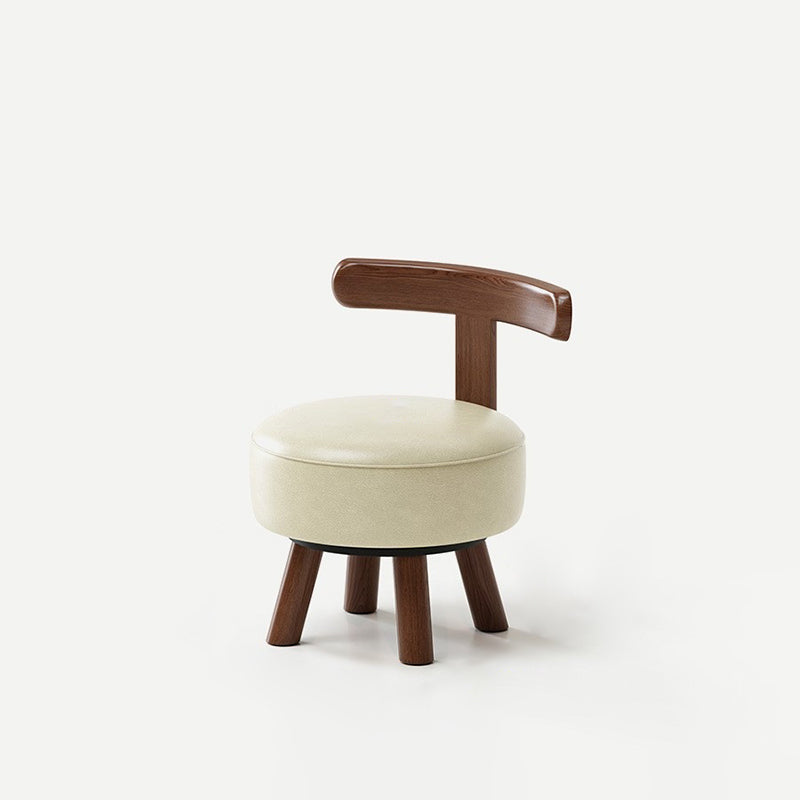 Retro Oil-Waxed Leather Swivel Low Stool