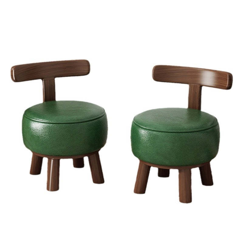 Retro Oil-Waxed Leather Swivel Low Stool