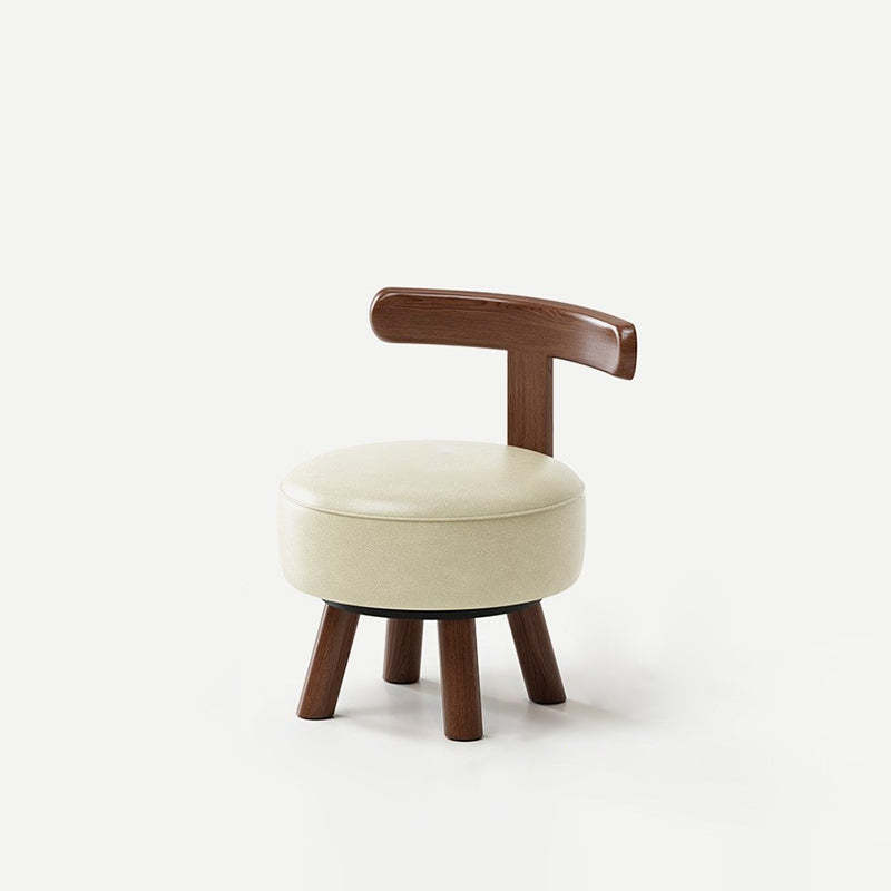Retro Oil-Waxed Leather Swivel Low Stool