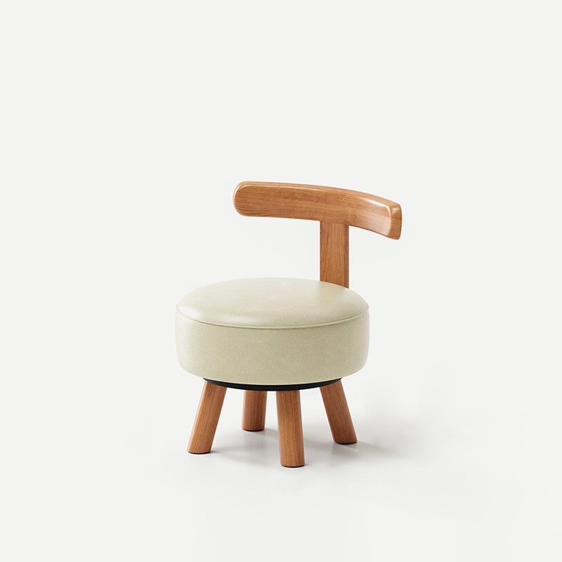 Retro Oil-Waxed Leather Swivel Low Stool