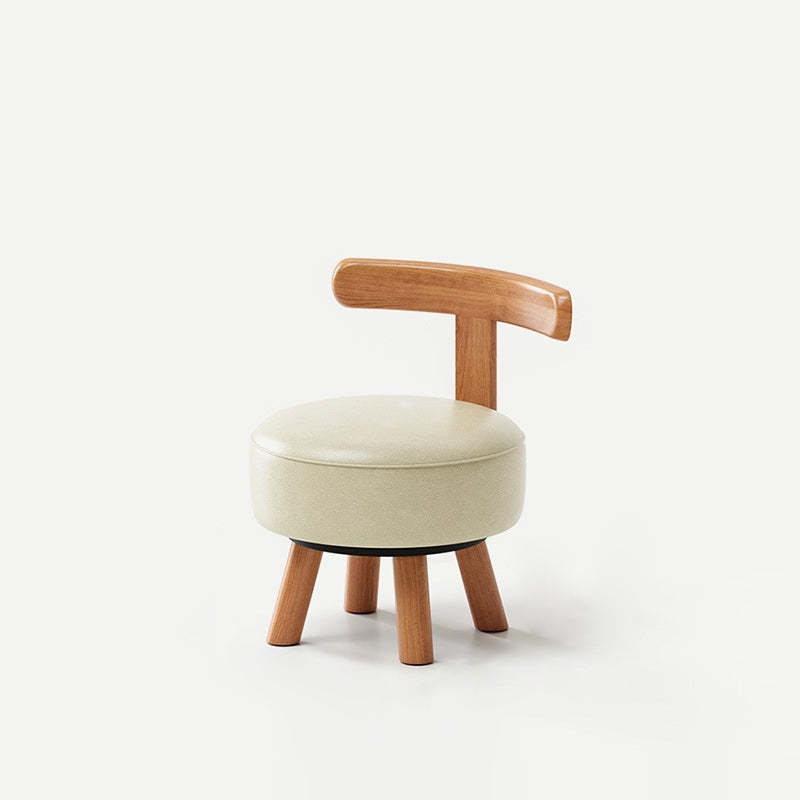 Retro Oil-Waxed Leather Swivel Low Stool