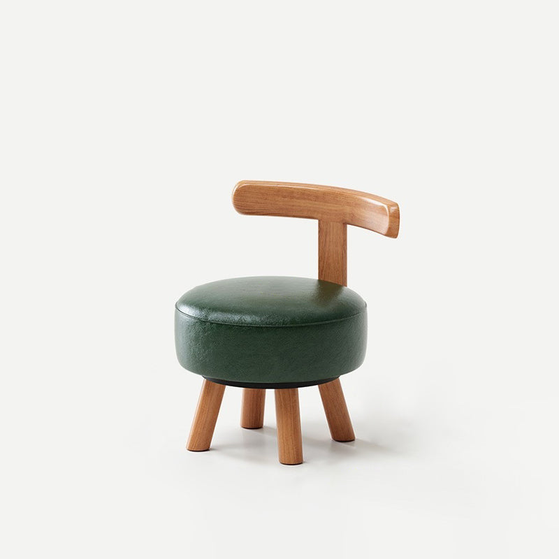 Retro Oil-Waxed Leather Swivel Low Stool