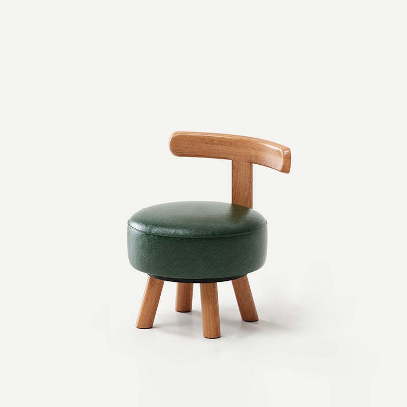 Retro Oil-Waxed Leather Swivel Low Stool