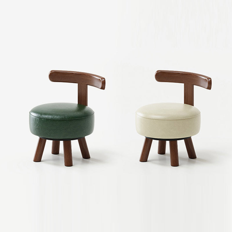 Retro Oil-Waxed Leather Swivel Low Stool