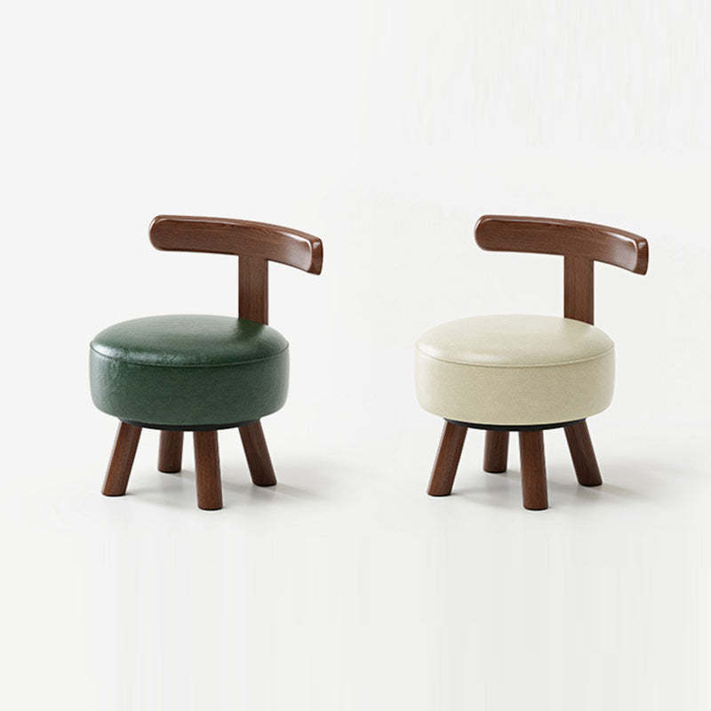 Retro Oil-Waxed Leather Swivel Low Stool