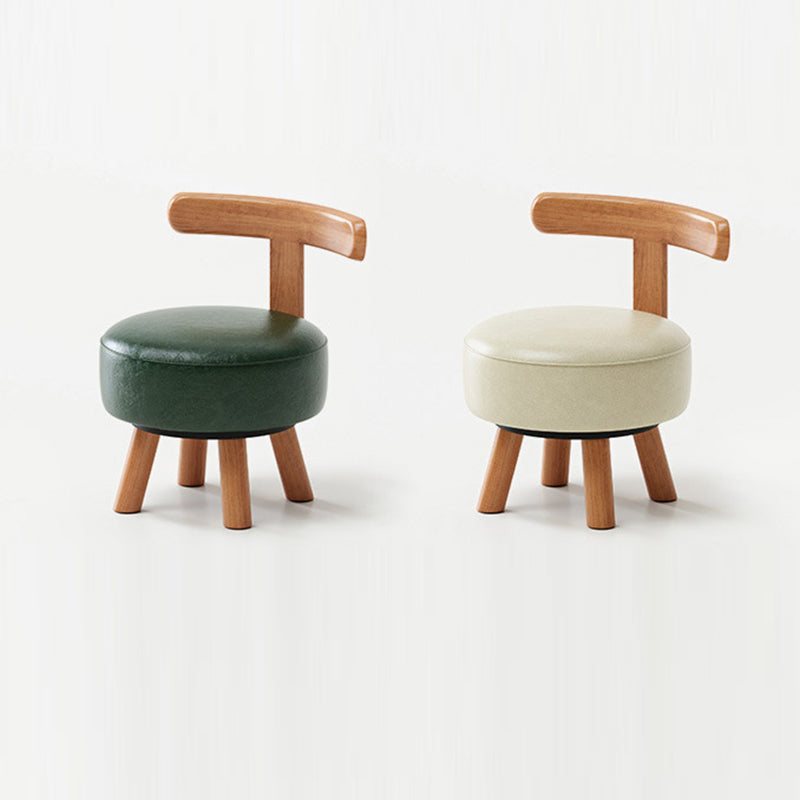 Retro Oil-Waxed Leather Swivel Low Stool