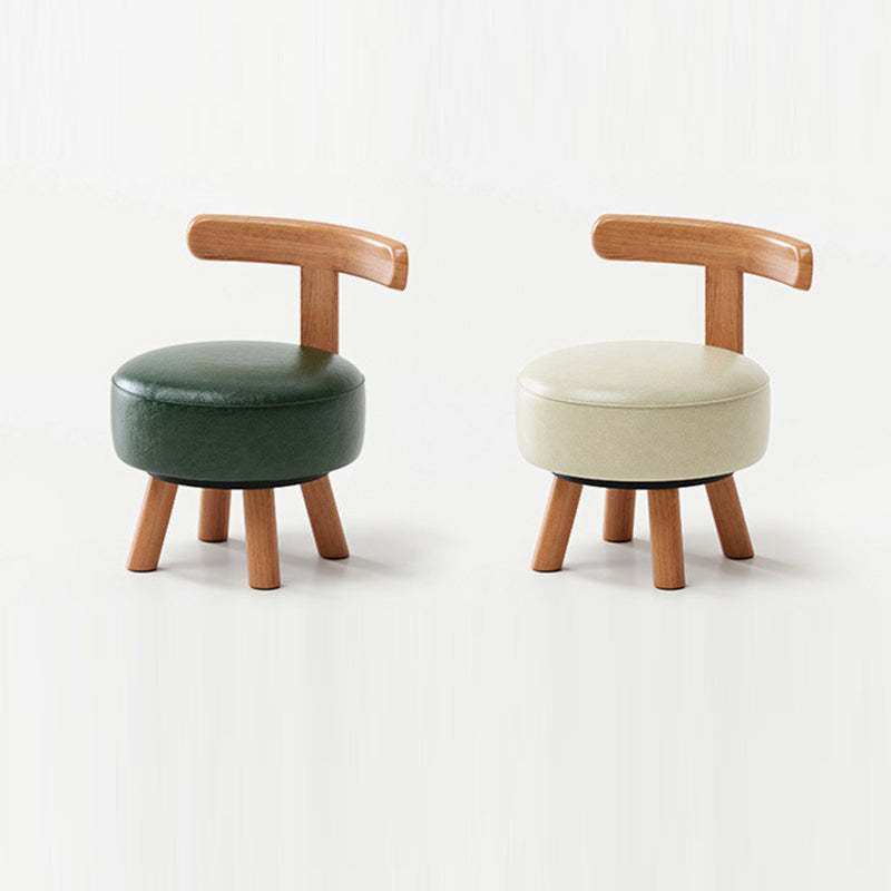 Retro Oil-Waxed Leather Swivel Low Stool