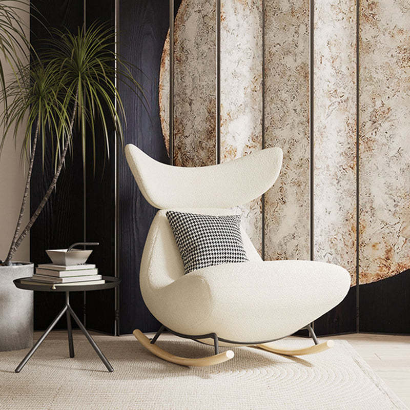 Nordic Lambswool Wood Whale Rocking Chair — Brown Chair