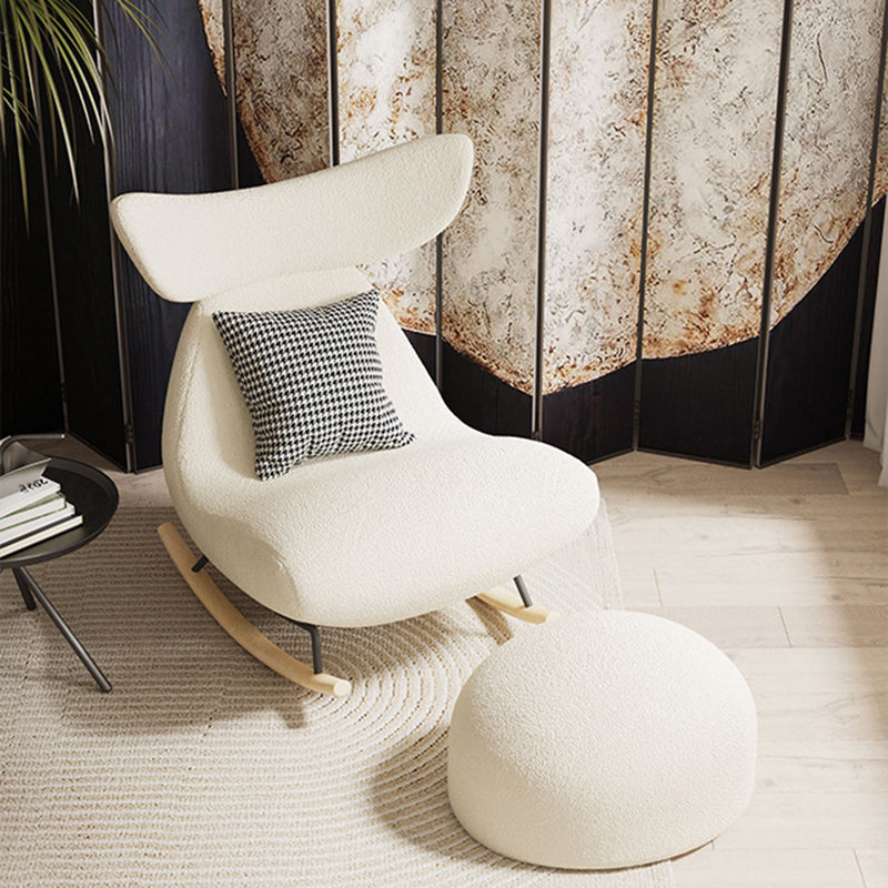 Nordic Lambswool Wood Whale Rocking Chair