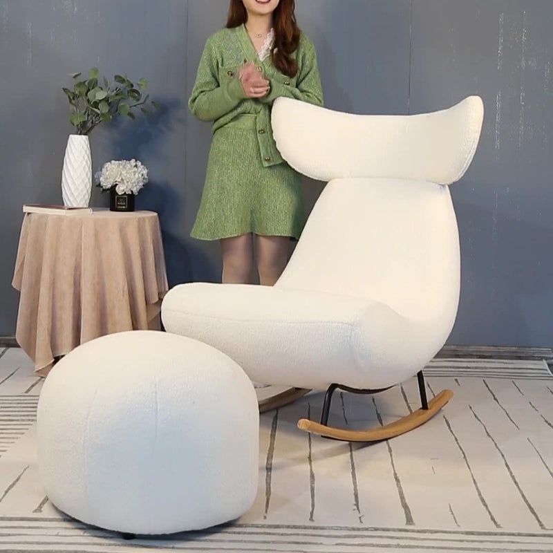 Nordic Lambswool Wood Whale Rocking Chair