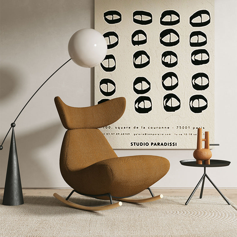 Nordic Lambswool Wood Whale Rocking Chair — Yellow Chair