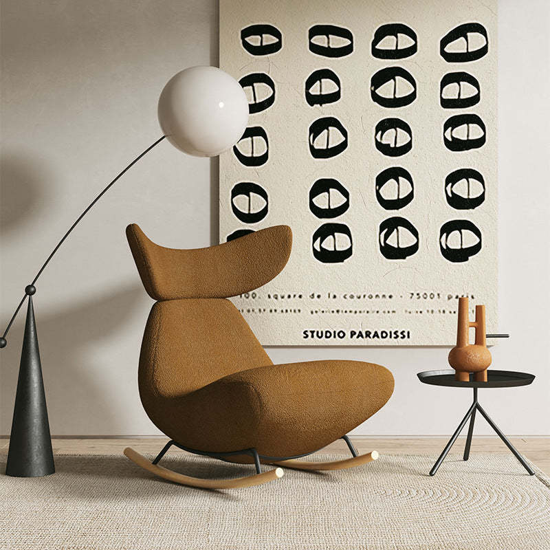 Nordic Lambswool Wood Whale Rocking Chair — Yellow Chair