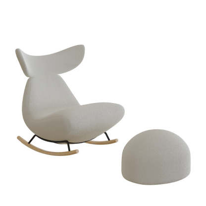 Nordic Lambswool Wood Whale Rocking Chair