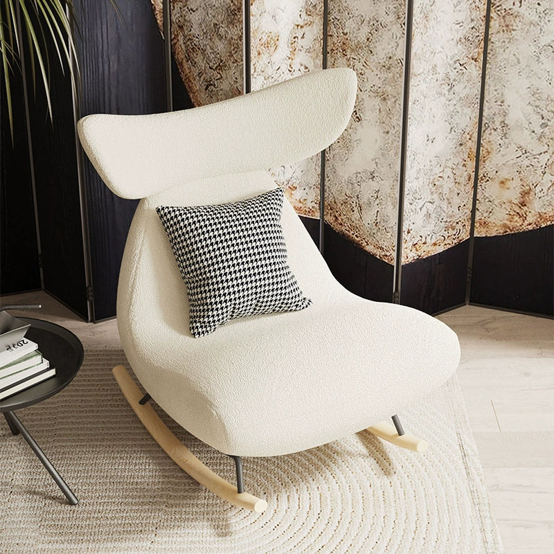 Nordic Lambswool Wood Whale Rocking Chair