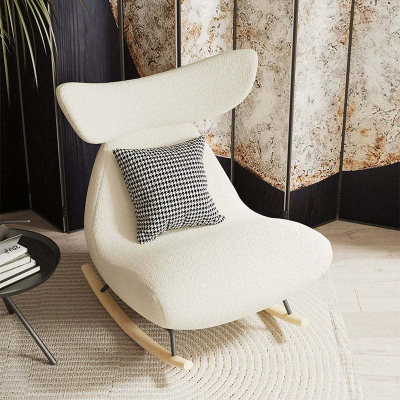 Nordic Lambswool Wood Whale Rocking Chair