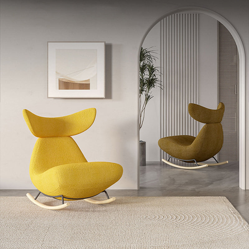 Nordic Lambswool Wood Whale Rocking Chair — White Chair