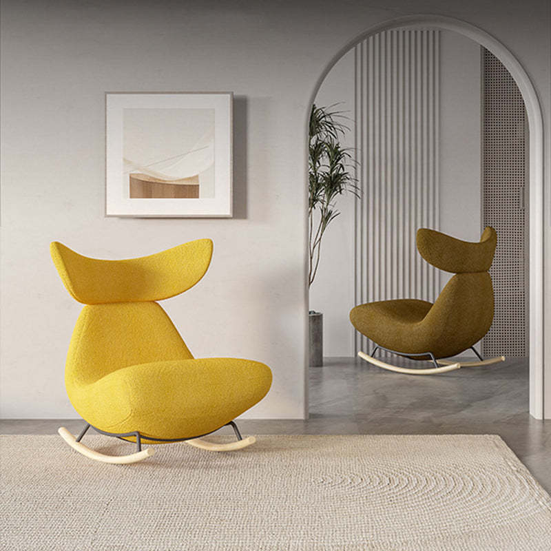 Lighom nordic lambswool rocking wood recliner — Chair Only / Yellow