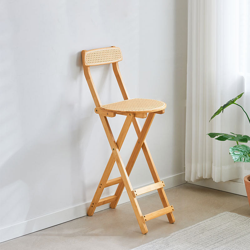 Japanese Resin Bamboo Foldable Bar Stool — Wood